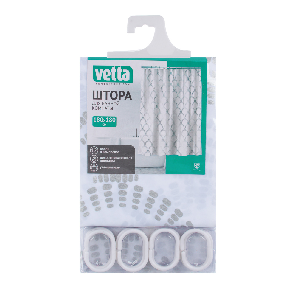 VETTA Шторка для ванной, полиэстер, 180x180см, "Золото и серебро", 2 цвета - #3