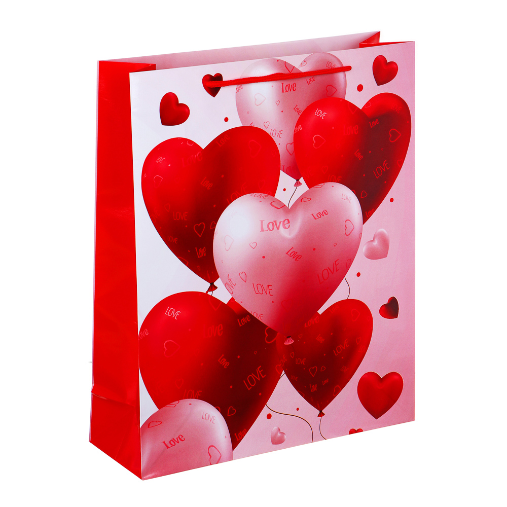 LADECOR Пакет подарочный бумажный, 26x32x9 см, 4 дизайна, Сердца - #2