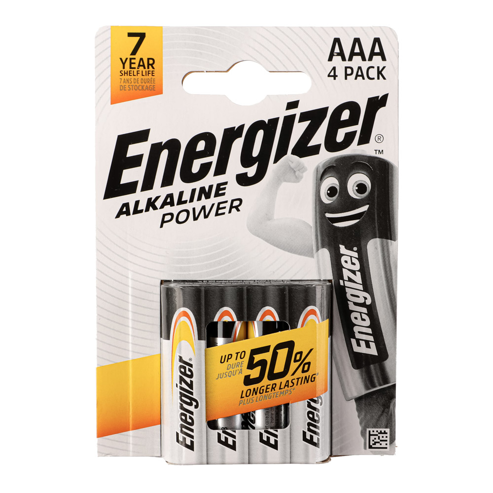 Energizer Power Батарейки 4шт, тип АAA, "Alkaline" щелочная, BL - #4