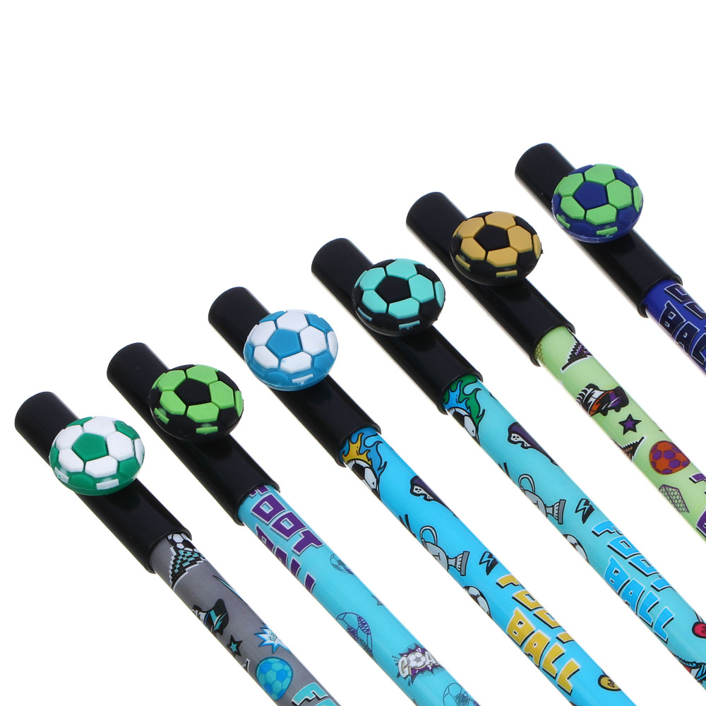 Ручка гелевая "пиши-стирай" синяя, фигурка в форме футбольного мяча, 6 дизайнов - #6