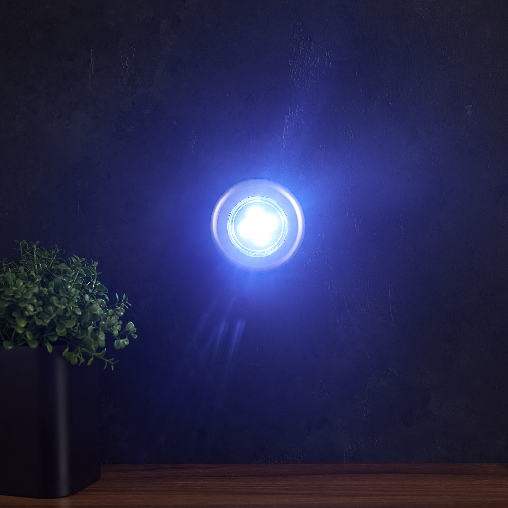 FORZA Светильник точечный нажимной, 6,5см, 3xААА, 4 LED, пластик - #6