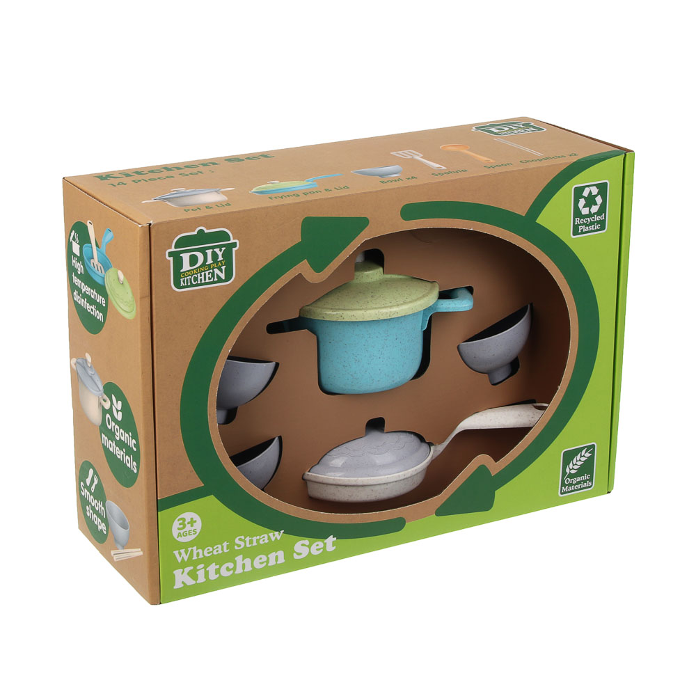 ИГРОЛЕНД Игровой набор посуды "Экопластик", 14 предметов, пластик, 29х10х20 см - #2