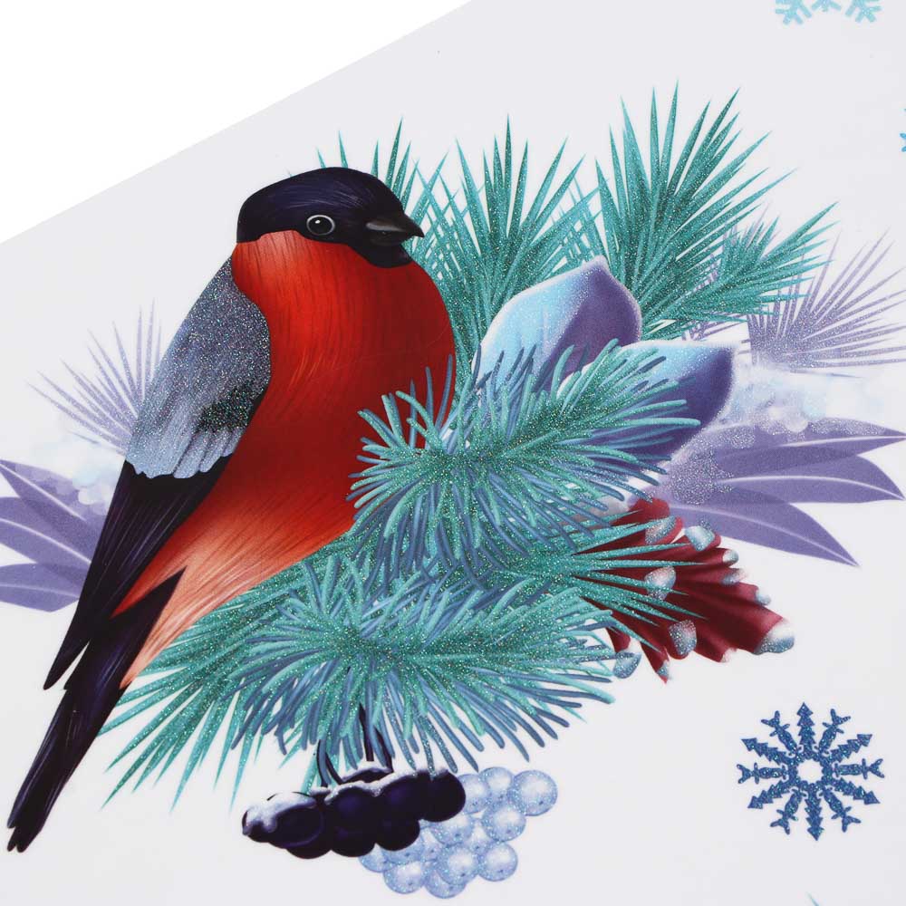 СНОУ БУМ Наклейки интерьерные Снегири, 30x20 см, электростатические, ПВХ, 4 дизайна - #4