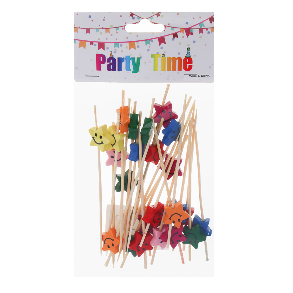 Шпажки "Звезды", 12x2см, бамбук, дерево, 24 шт - #5