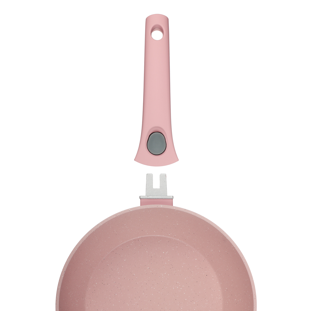 Сковорода глубокая литая тм SATOSHI Ботаника d28см, антиприг.покр. мрамор, съем. ручка, инд, 3 цвета - #6