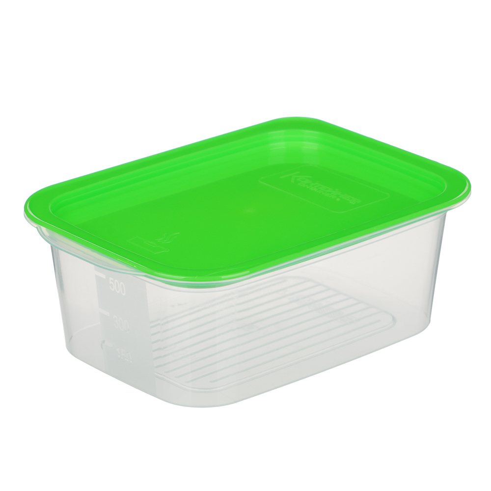 Контейнер пищевой прямоугольный 0,66л с паровыпуском и мерной шкалой, пластик - #1