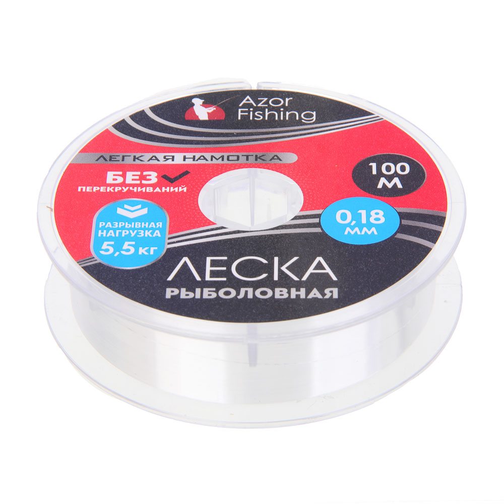 AZOR FISHING Леска "Легкая намотка", нейлон, 100м, 0,18мм, 5,5кг - #1