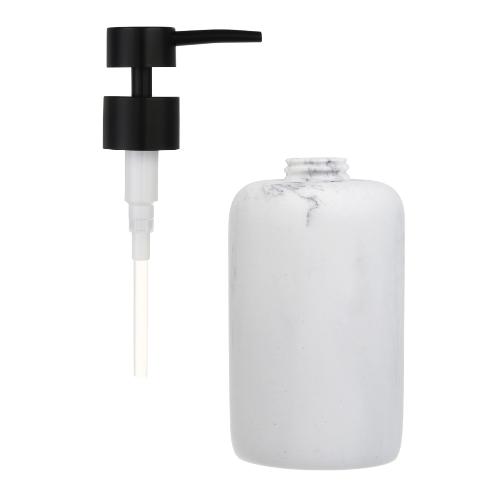 Диспенсер для жидкого мыла тм VETTA Мрамор, 300мл, смола (полирезин), бело-серый, 7,4x7,4x16,5см - #3