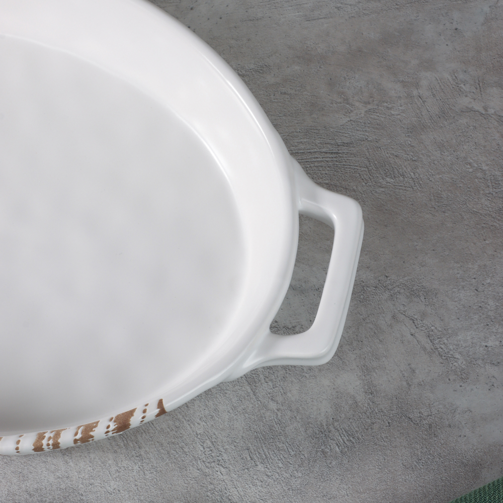 MILLIMI Форма для запекания и сервировки овал.с ручками, керамика, 31х20,5х5см, 1,1л, белая - #13