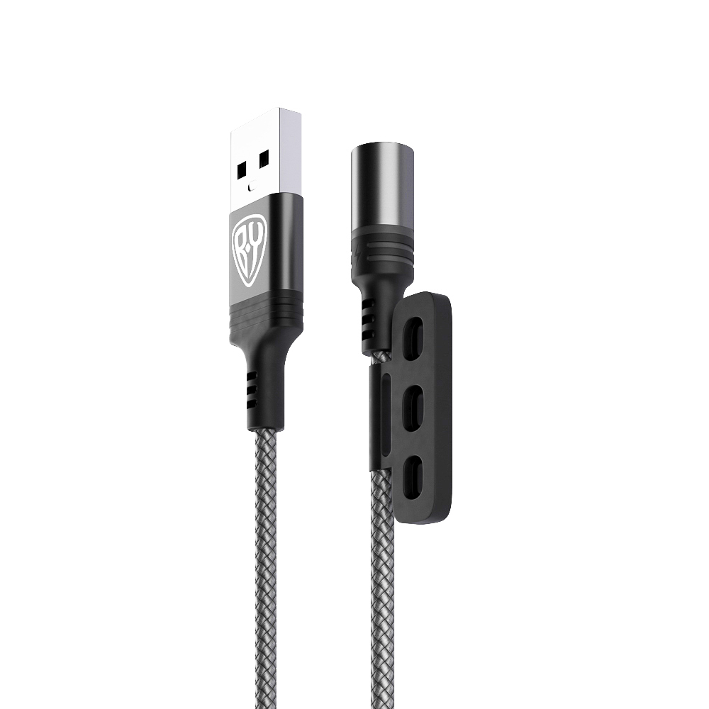 Кабель для зарядки BY "Магнитный" 3 в 1, iP/Micro USB/Type-C, серый, 2.1А, 1 м - #3