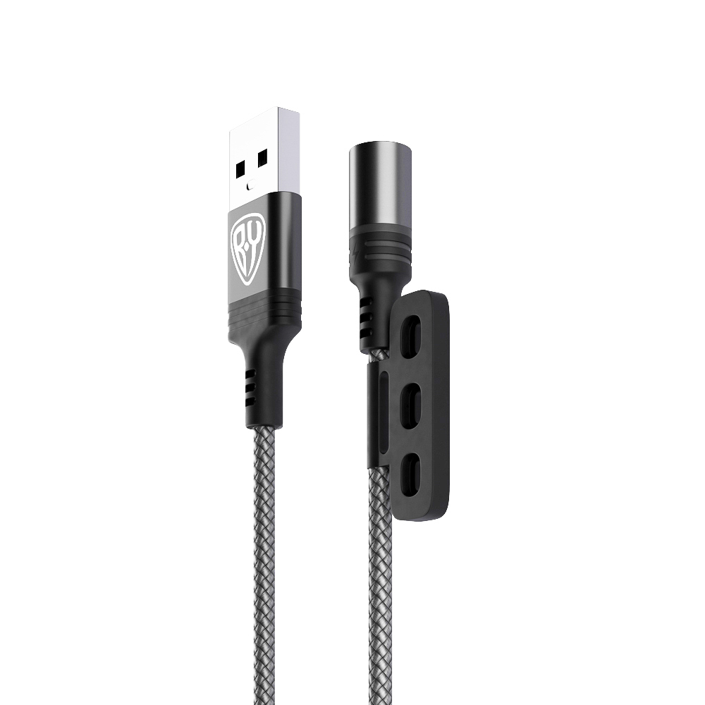 BY Кабель для зарядки Магнитный 3 в 1, iP/Micro USB/Type-C, 1м, 2.1А, серый - #3