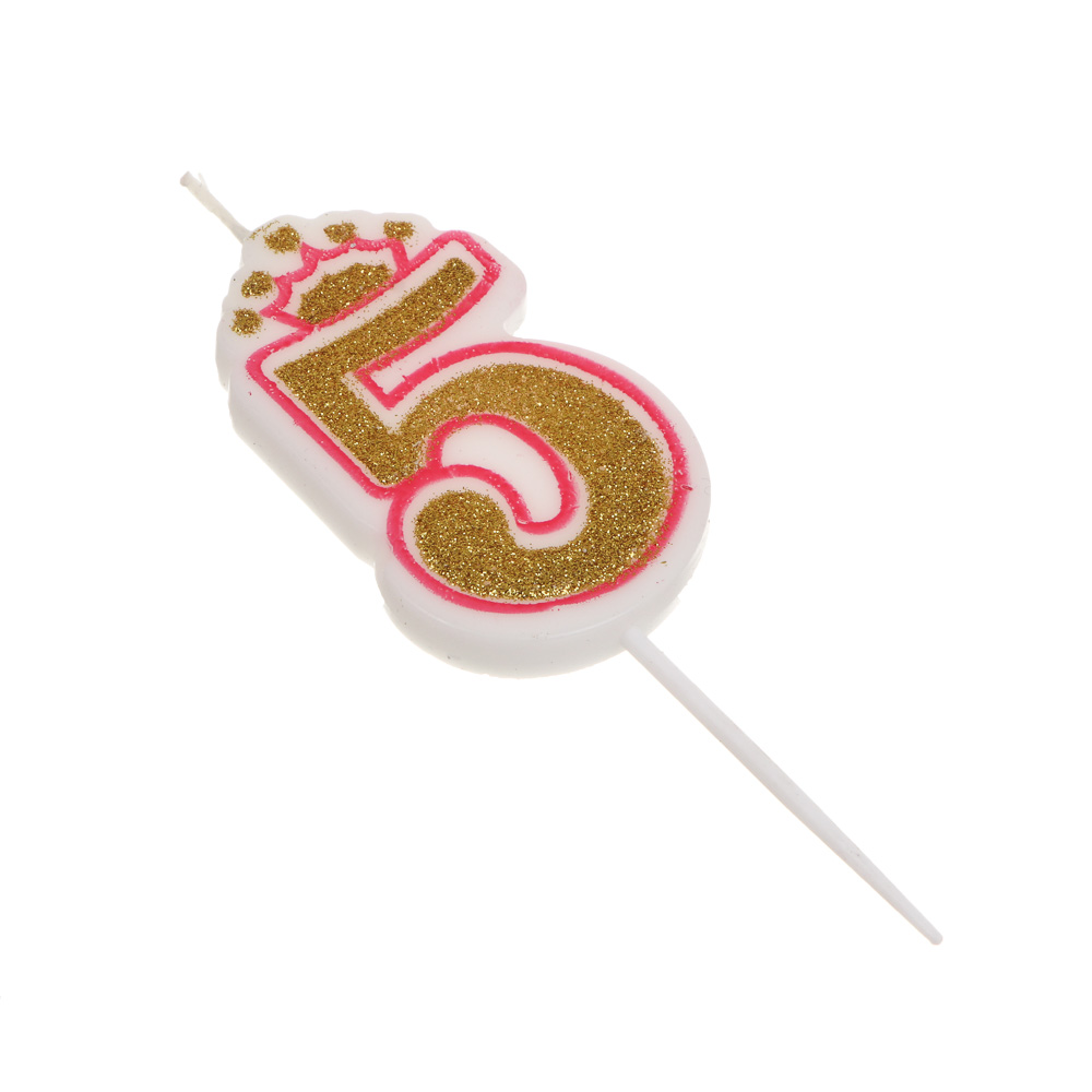 Свеча для торта тм Fntastic 5,6 см, в форме цифр (5), парафин - #3