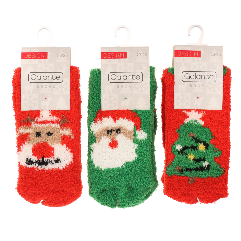 GALANTE Носки-антизаносы новогодние высокие, р.23-25, 100% полиэстер, разноцветные - #7