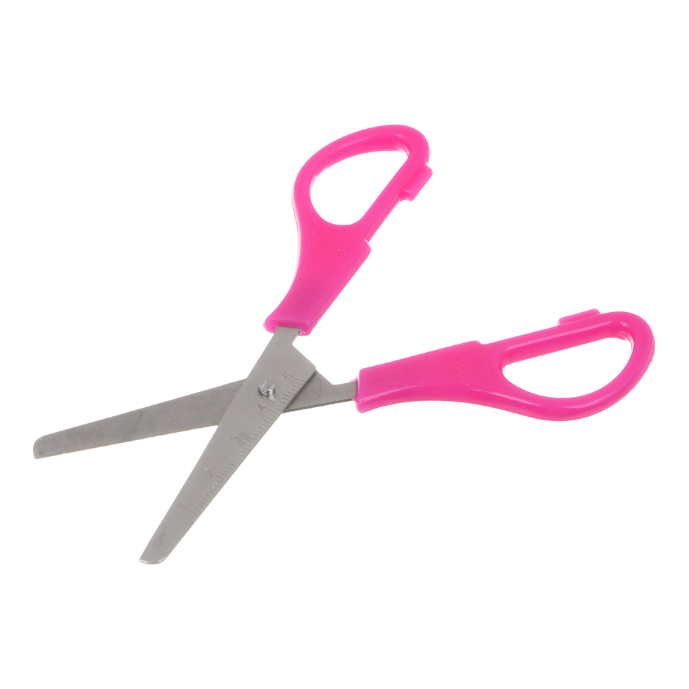 ClipStudio Ножницы школьные 13см с линейкой, пластиковые ручки, 3 цвета, на карточке с подвесом - #3