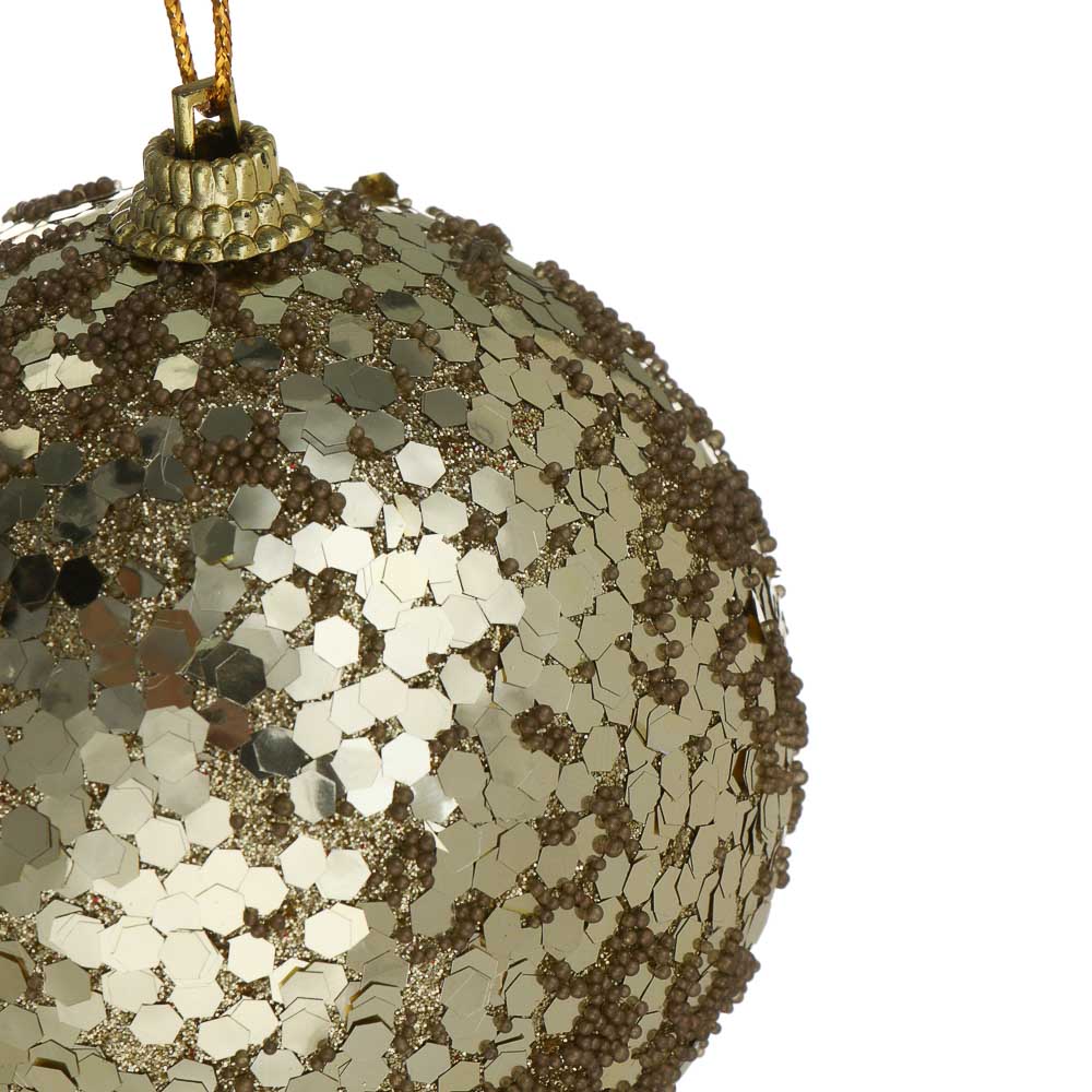 СНОУ БУМ Елочная игрушка шар, диаметр 8 см, золотой, пластик - #2