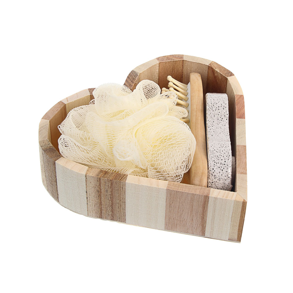 Набор подарочный тм LADECOR мочалка, расческа, пемза, 15*4*15 см, бамбук, полиэстер, пемза - #12