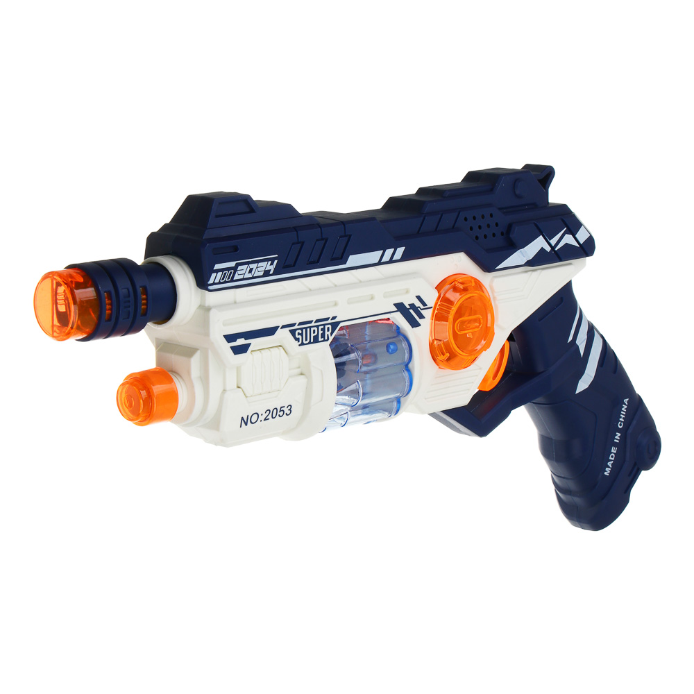ИГРОЛЕНД Пистолет "Мегапушка", свет, звук, 3хАА, ABS, 28,5х15х4,5 см, 2 диз - #4