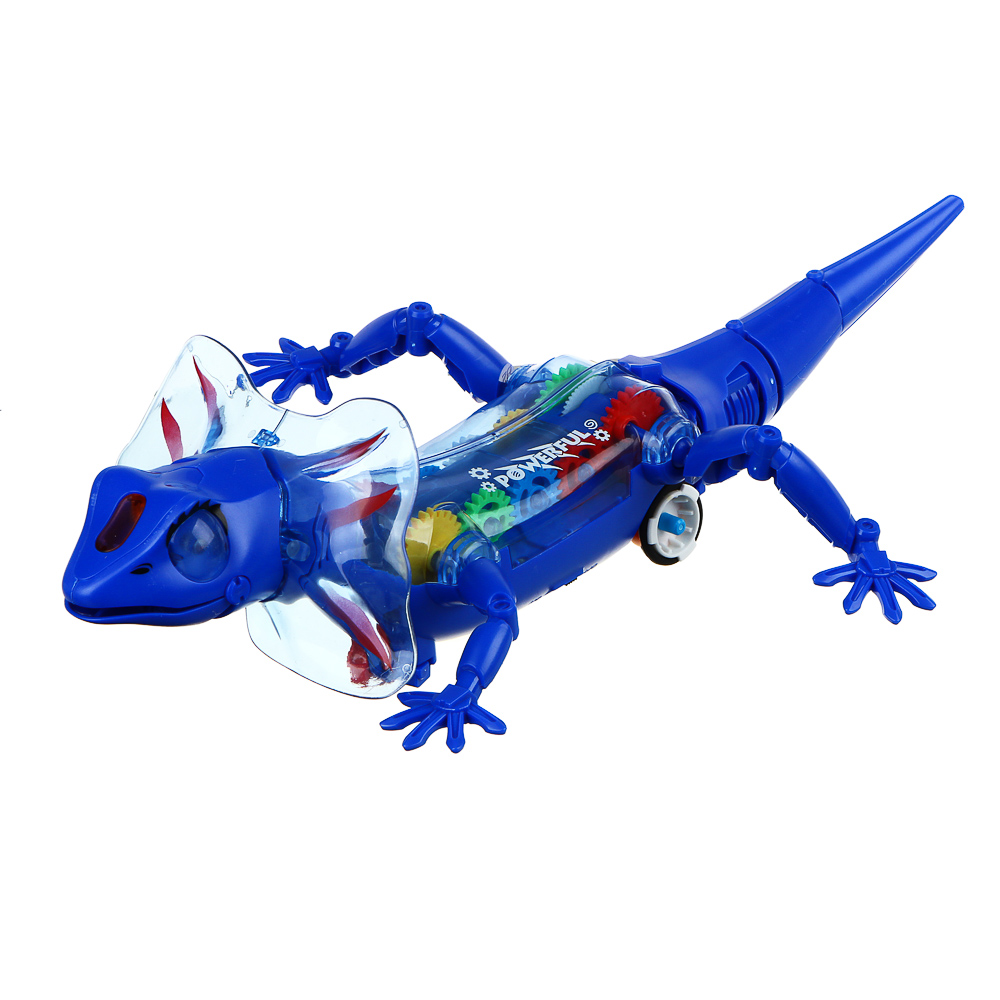 BY Ящерица с шестерёнками, 3хАА, ABS, свет, звук, движение, 27x12x9см - #3