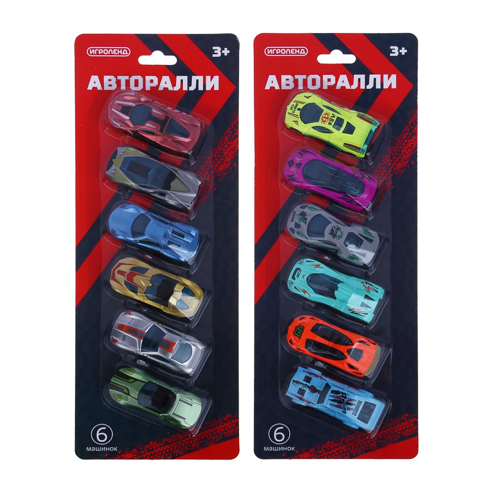 ИГРОЛЕНД Набор машинок, 6 шт., "Авторалли", ABS, 33,1х12,1х3,3 см, 2 дизайна - #3