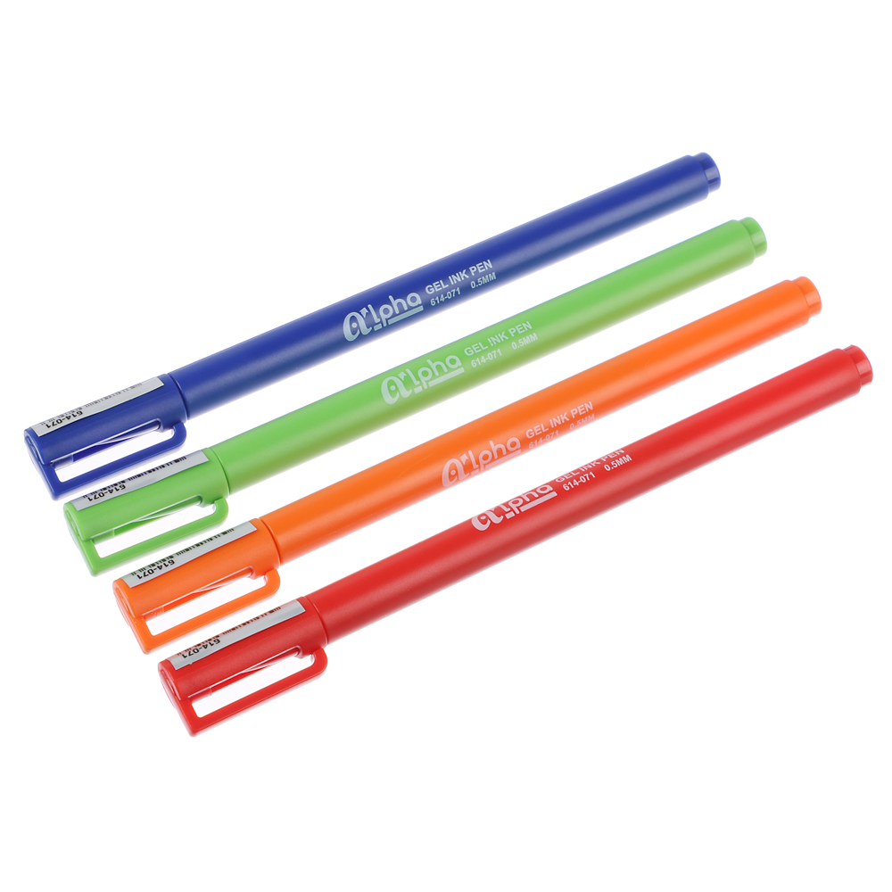 Ручка гелевая синяя "Альфа", цветной корпус, 0,5мм, 4 цв.корпуса, пластик - #1