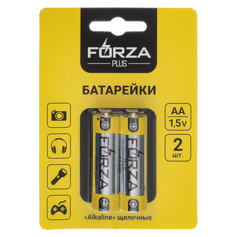 Батарейки щелочные, 2 шт, щелочная, тип AA (LR6), BL, FORZA "Alkaline" - #1