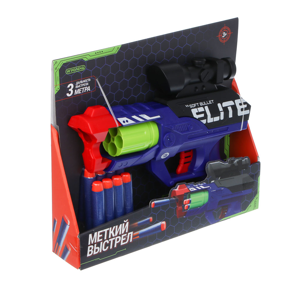 ИГРОЛЕНД Бластер "Меткий выстрел" с мягкими пулями, 12 пуль, ABS, 25х20х8 см, 2 дизайна - #7
