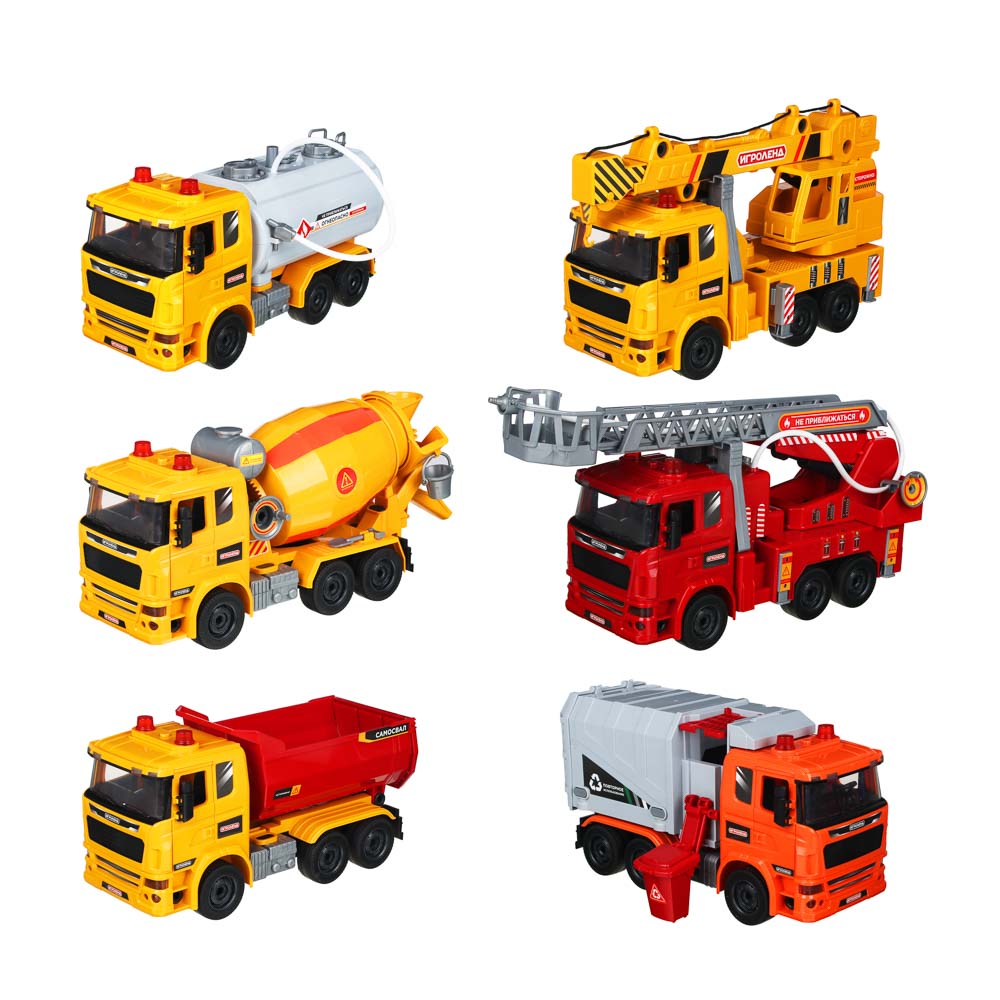 ИГРОЛЕНД Конструктор Спецтехника, свет, звук, 6LR44, 88-115дет., АБС, 40х28х12см, 6 дизайнов - #2