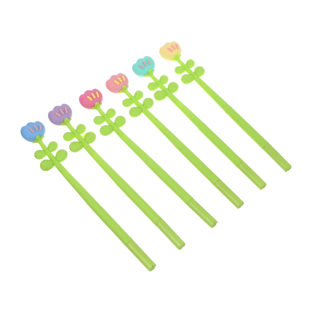 Ручка гелевая силиконовая синяя "Тюльпан", 6 видов, шоу-бокс - #1