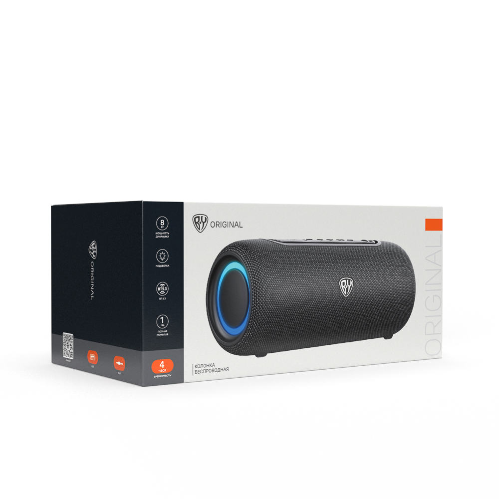 BY Колонка беспроводная EchoTube 8Вт, 2000мАч, BT5.3, USB, AUX, тканевый корпус,ВШГ 9x24x9см, черный - #2