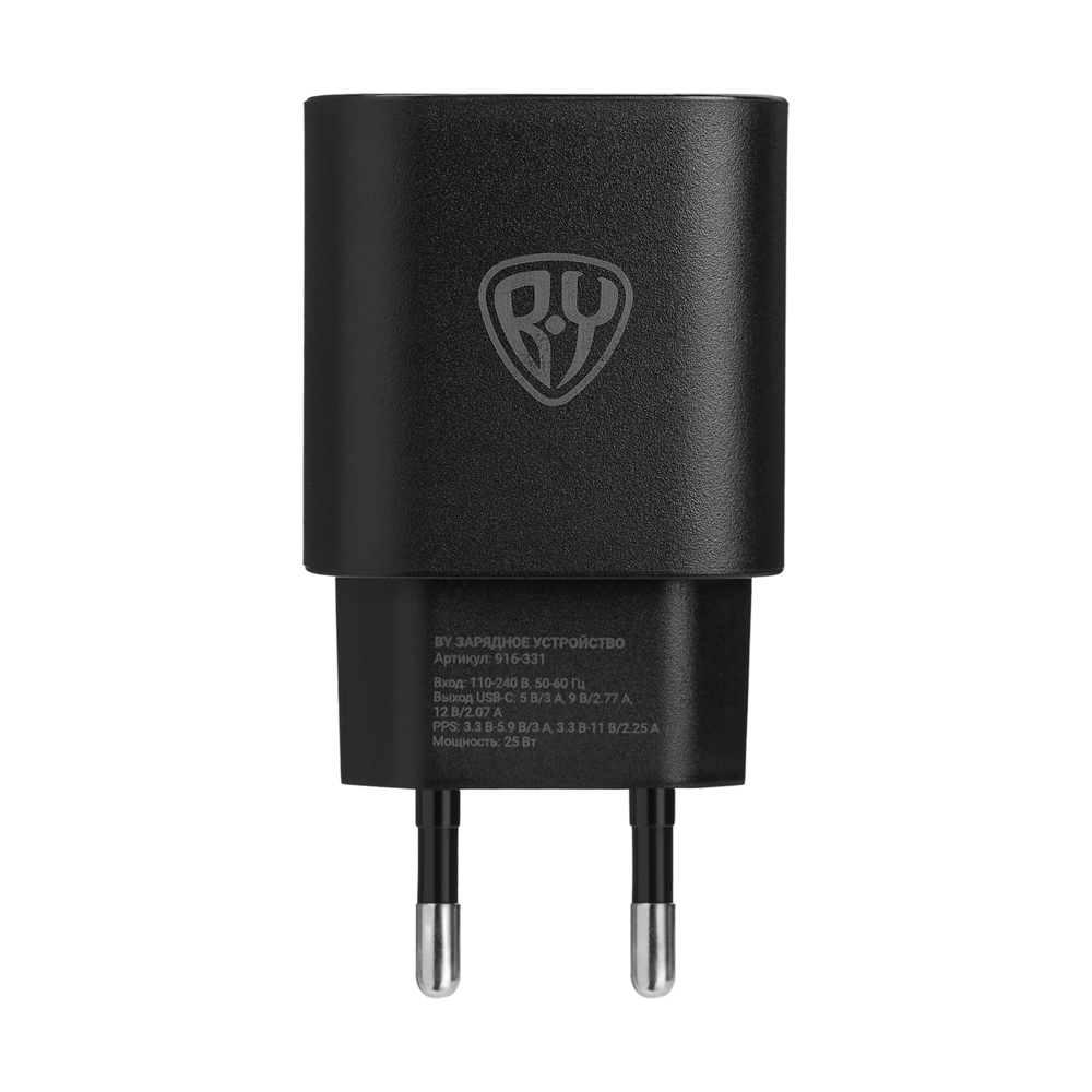 BY Сетевое зарядное устройство Galaxy 25Вт, USB-C, QC, PD, PPS, 110-240 В, 50-60 Гц, пластик, черный - #1
