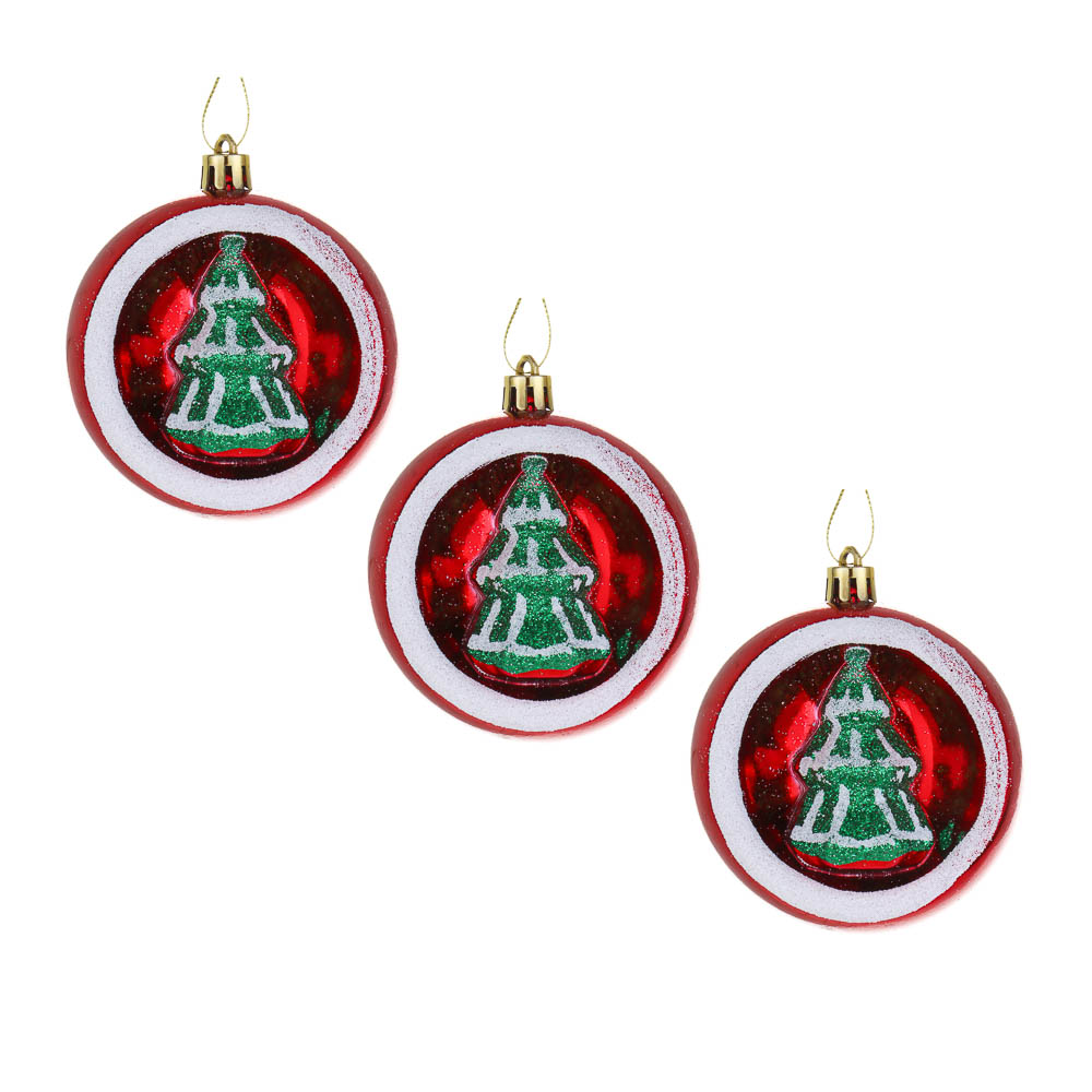 СНОУ БУМ Набор шаров 3 шт, 8 см, пластик - #1