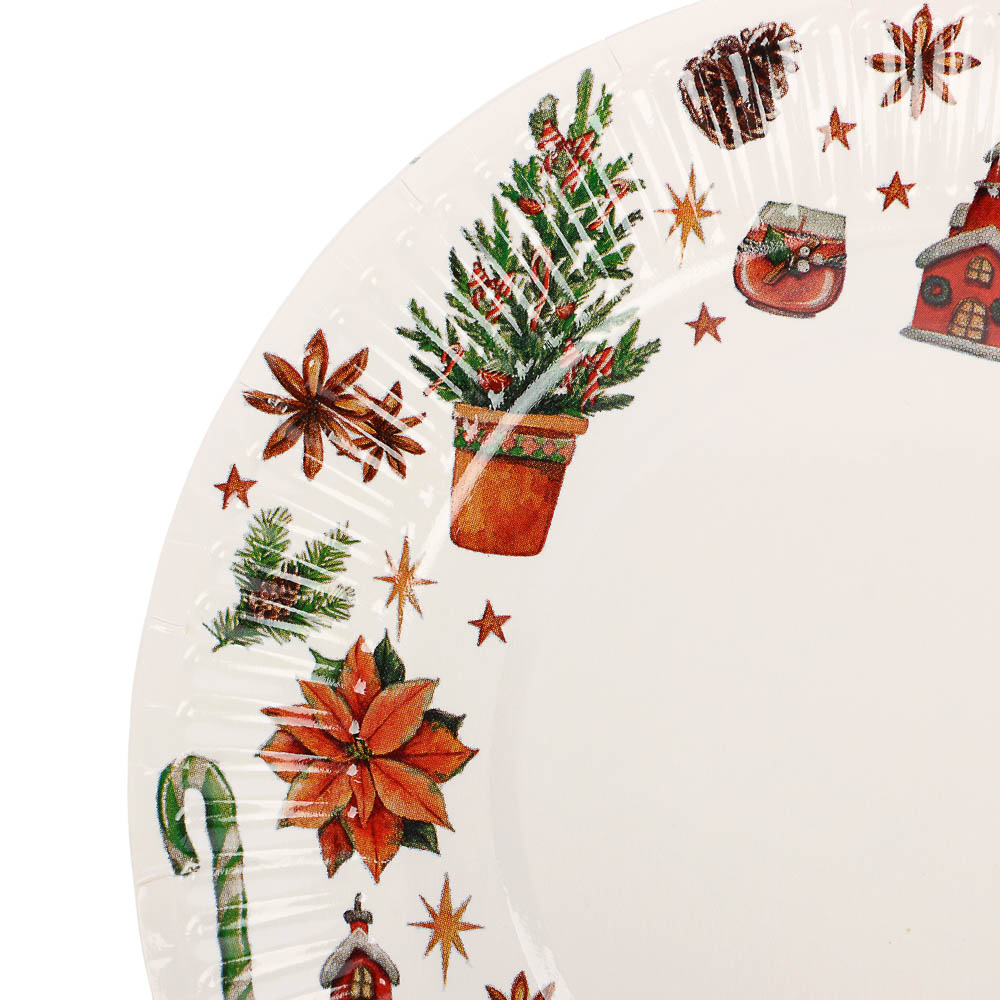 Набор бумажных тарелок Новогоднее настроение, 6 шт d=180 мм - #3
