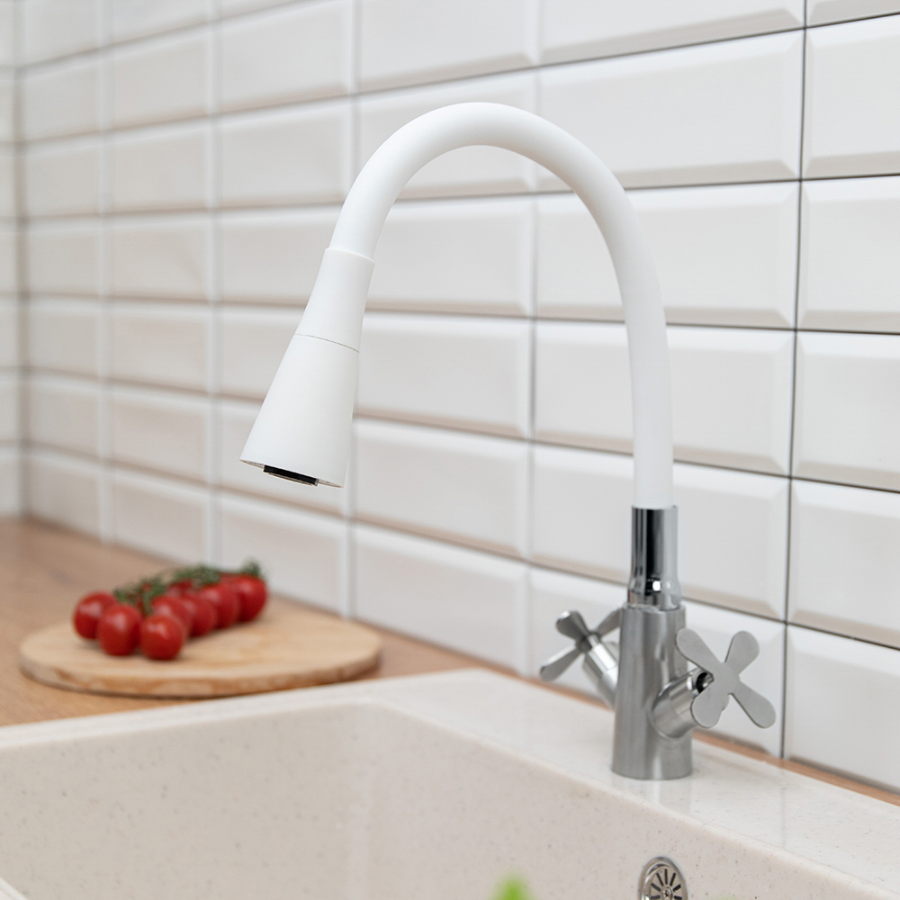 Излив смесителя для кухни, силиконовый, 2 режима, белый - #4
