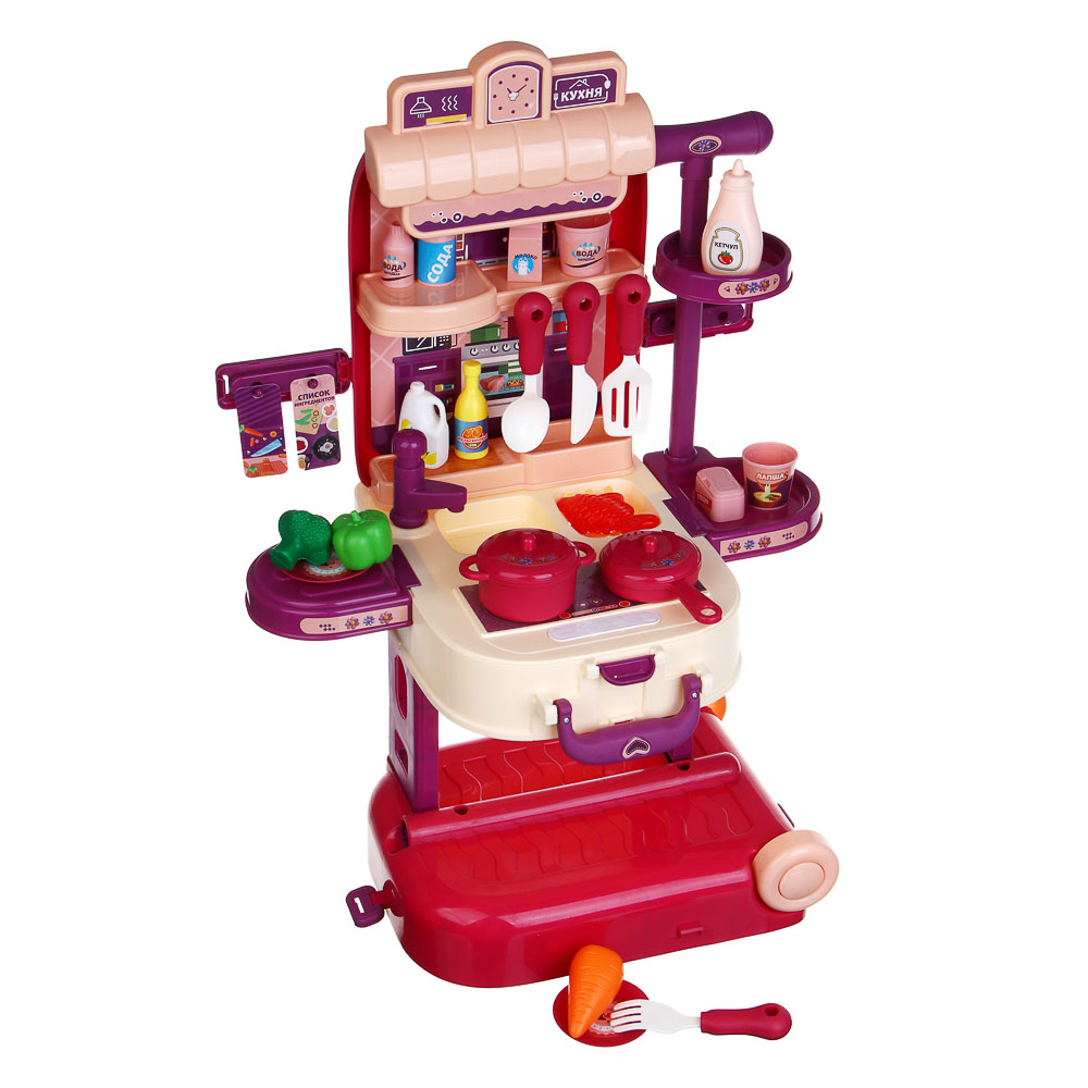 ИГРОЛЕНД Игровой набор "Кухня в чемодане", на колесах, PP, картон, 22х15,5х31 см - #1
