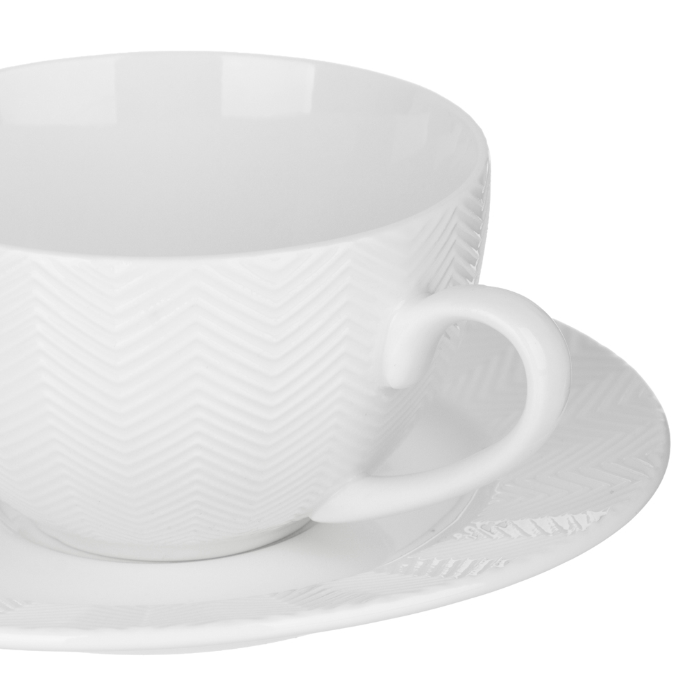 Набор чайный 4 пр., 230мл, MILLIMI, белый рельеф, фарфор - #4