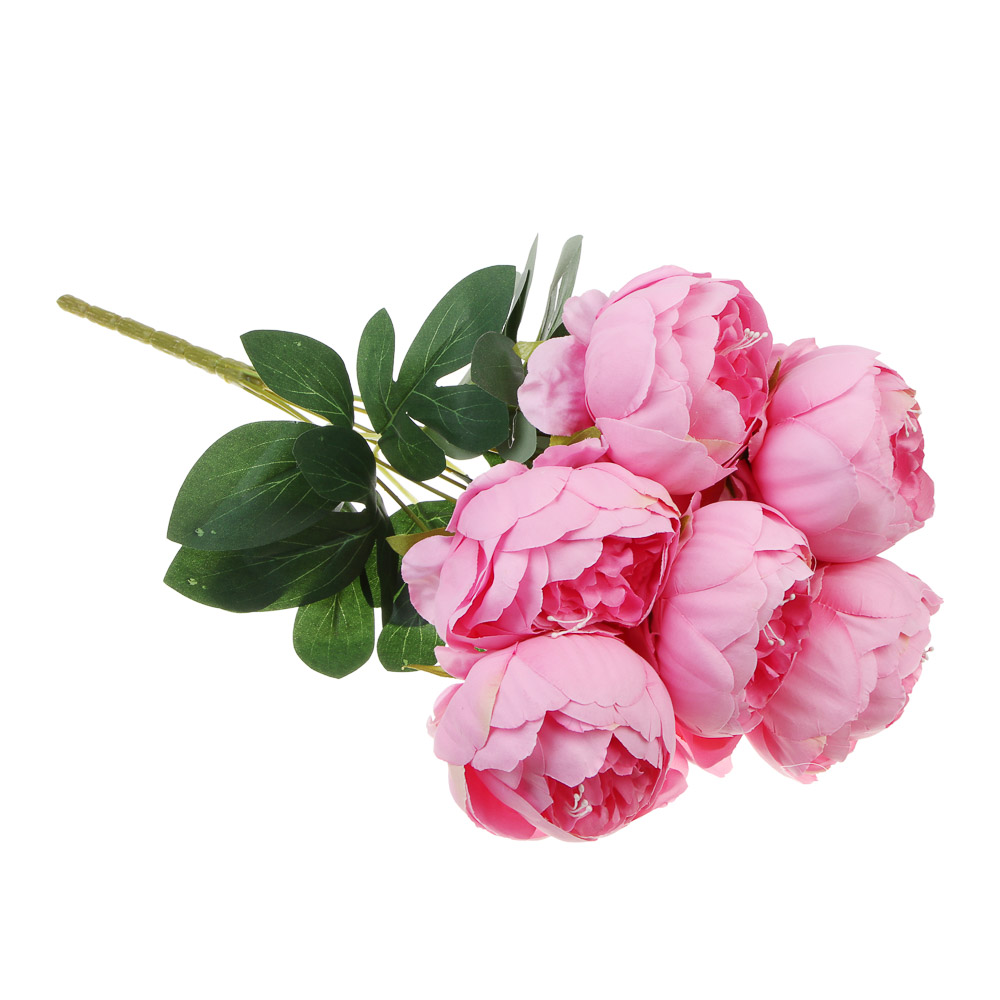 LADECOR Цветок искусственный, пион, букет 7 цветков, 41 см, пластик, ткань, проволока, 5 цветов - #2