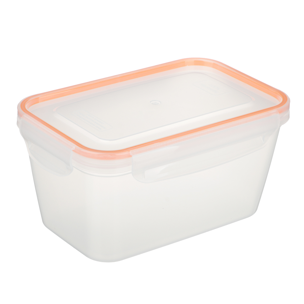 Контейнер пищевой герметичный с защелками 1,4л, прямоугольный конусный, пластик - #1