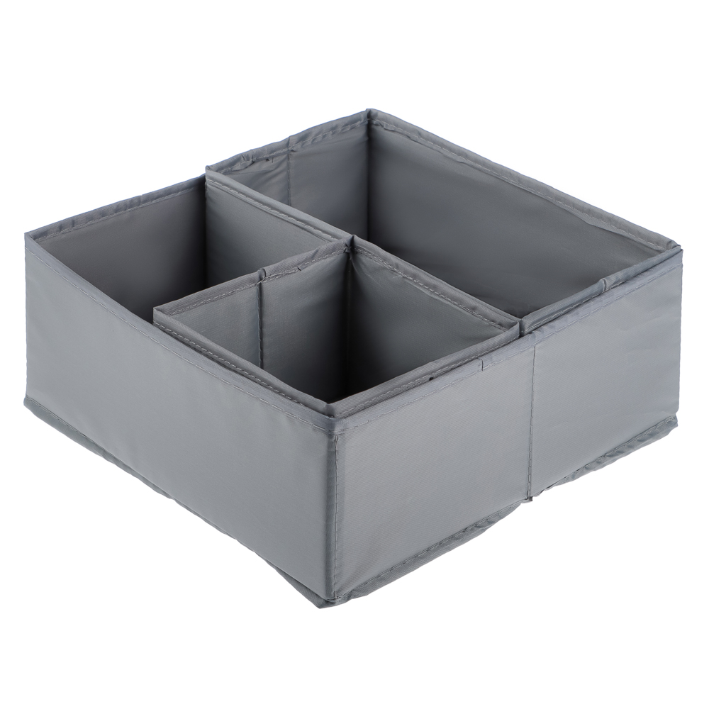 VETTA Короба без крышки, набор 3 шт., 28х28х12см, 28х14х12см, 14х14х12см, полиэстер, серый - #1