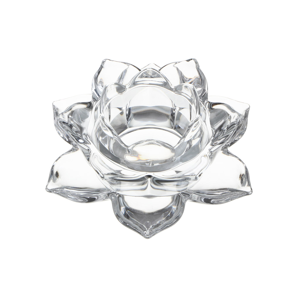 Подсвечник тм LADECOR "Цветок лотоса" стеклянный, 12,5x12,5x5 см - #2