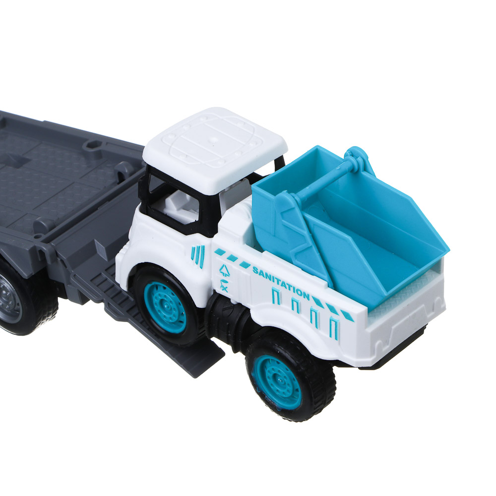 ИГРОЛЕНД Автовоз с машинкой, свет, инерция, 3хLR44, резина, ABS, 34х8,3х20 см, 6 диз - #8