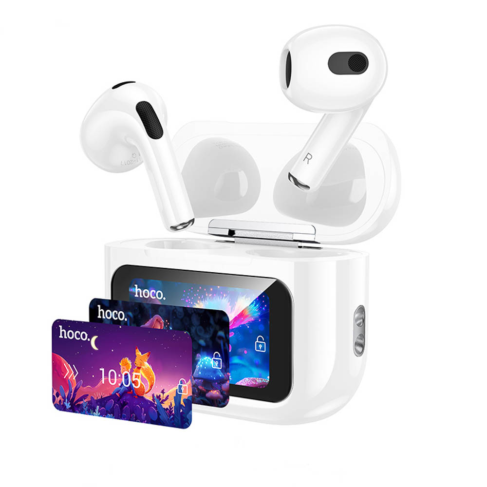 Наушники беспроводные TWS hoco. модель EW81 Elegant, вкладыши, дисплей, 300/30мАч, BT5.4, цвет:белый - #3