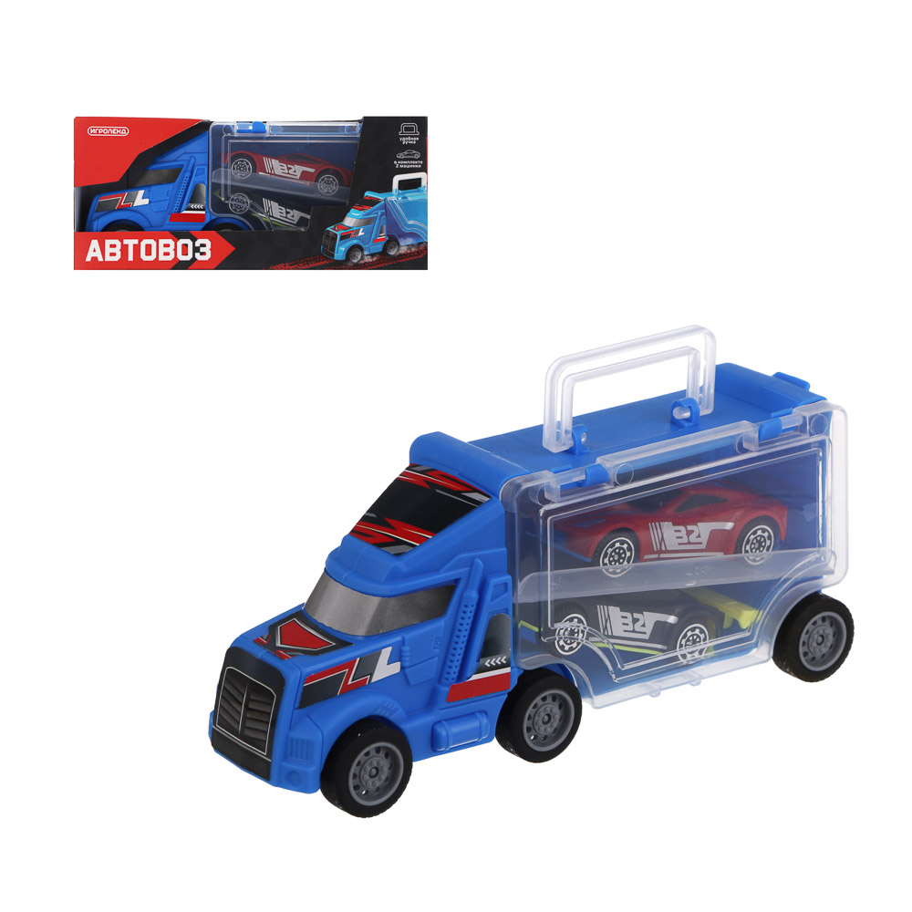 ИГРОЛЕНД Автовоз с двумя машинками, ABS, 16,5х7,2х5 см, 3 дизайна - #1