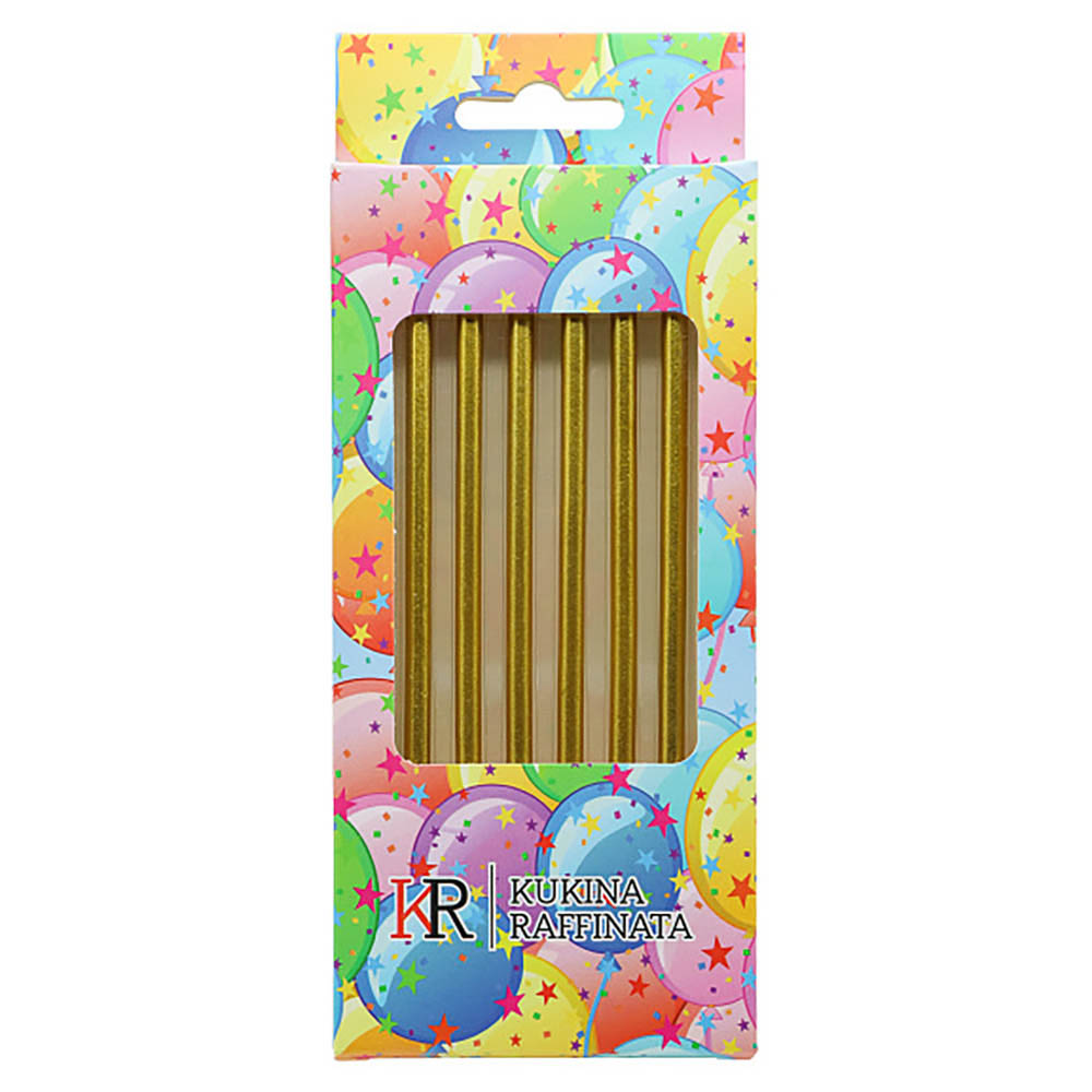 Свечи в торт с подставками 10,5 см "Металлик", набор 6шт, золото - #1