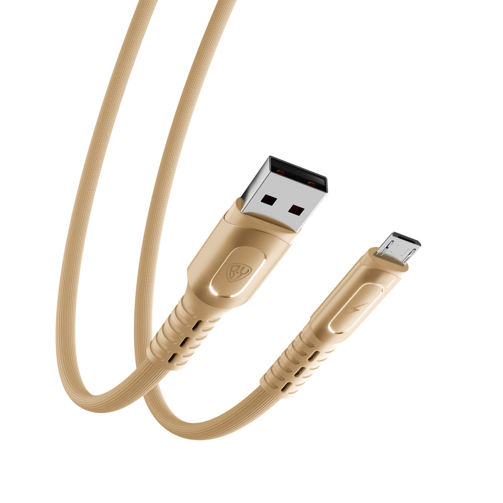 BY Кабель для зарядки Экстрим Micro USB, 1м, 2.4А, Быстрая зарядка QC3.0, ткань, золотистый - #5