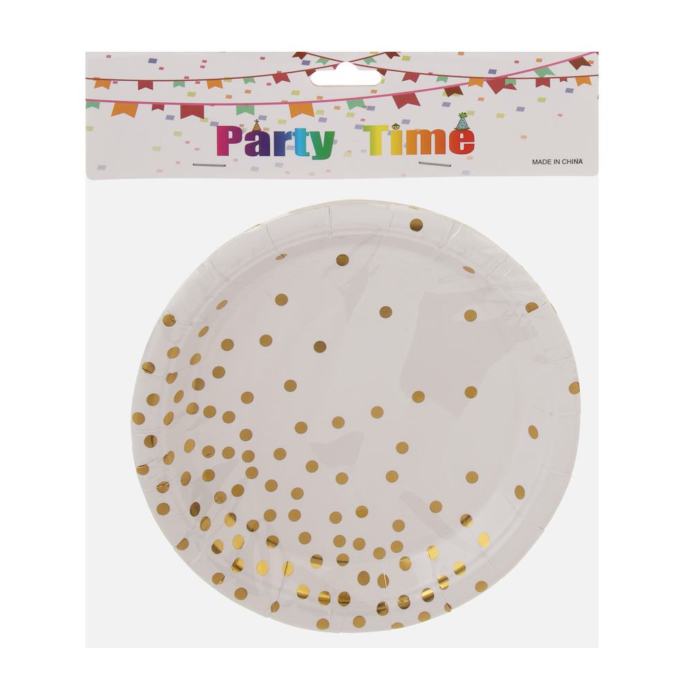 Fntastic Набор тарелок одноразовых, 6 шт, 18 см, бумага, белый, черный - #6