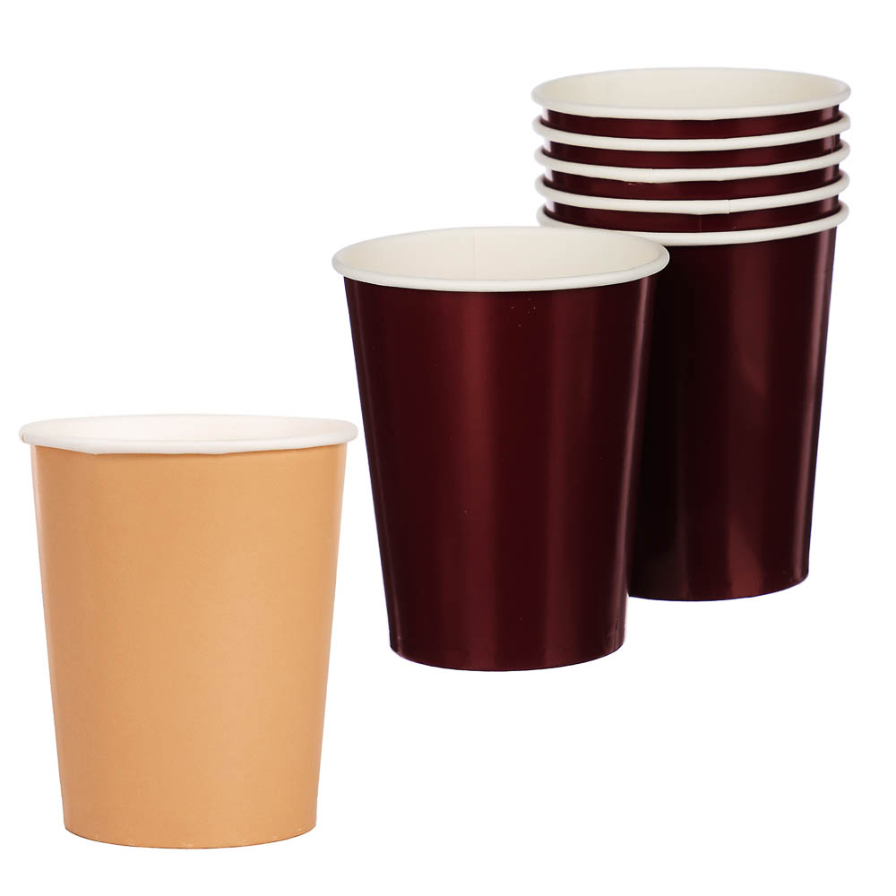 Стакан бордовый, персиковый в асс 250мл 6шт/G - #1