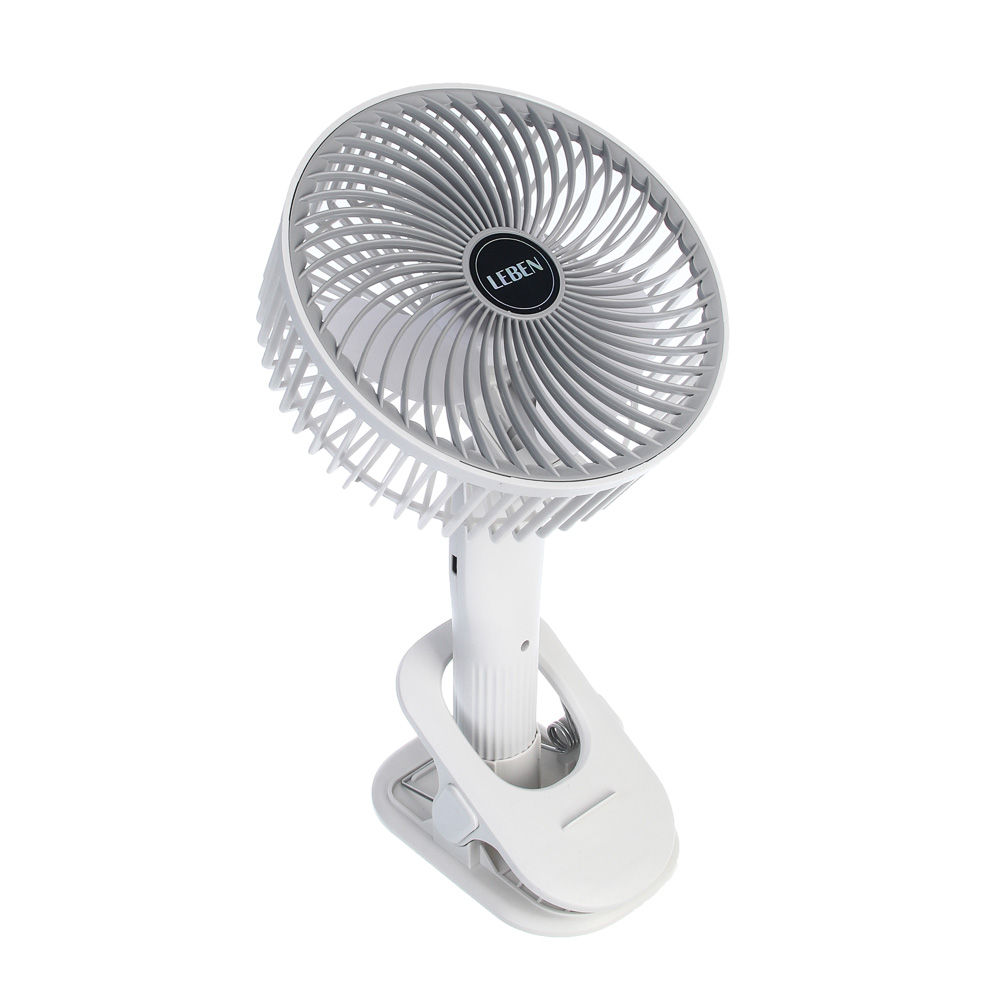 Вентилятор настольный тм LEBEN 3.7в/300мАч, диаметр лопастей 16см, USB-кабель, белый - #3