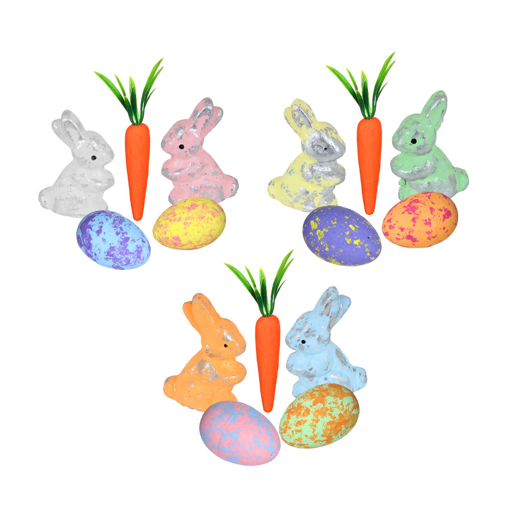 Декор "Пасхальный" Набор - кролик, яйца, морковка, 15х19 см - #1