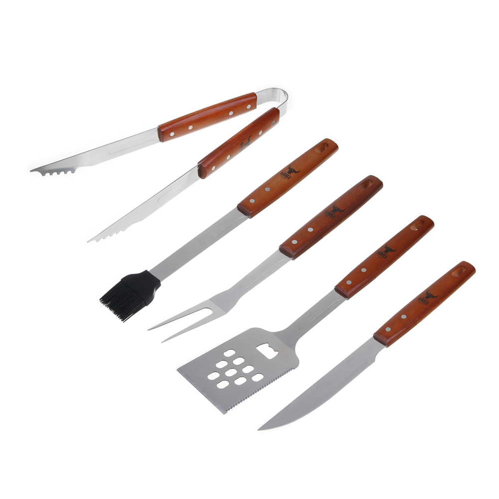 Набор для гриля 5 в 1 тм GRILLBOOM, деревянная ручка, нерж. сталь 2CR13 - #2