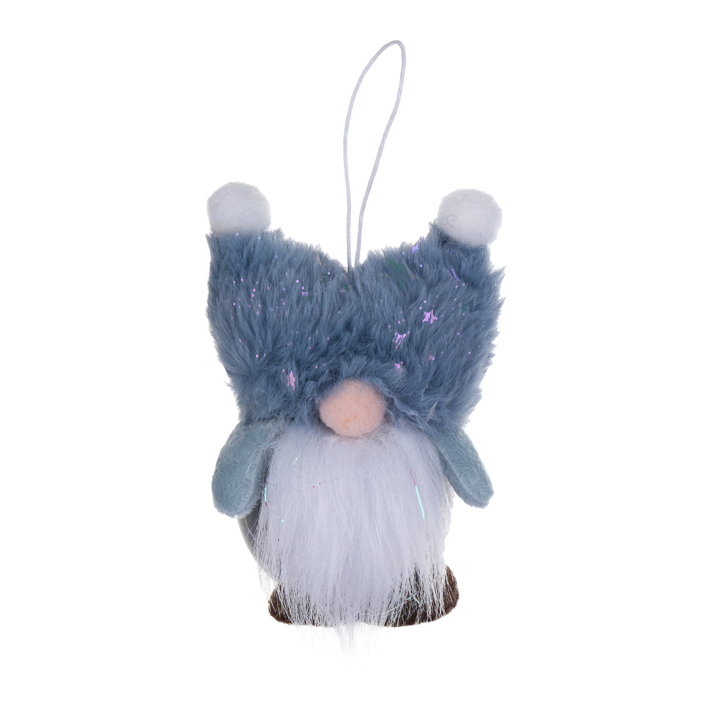 СНОУ БУМ Сувенир елочный Гномик 8x6x11 см, полиэстер, белый, синий, 2 вида - #2